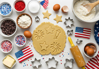 Patriotic cookie baking preparation