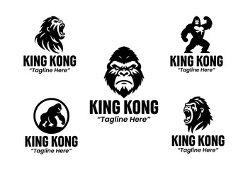 Fototapeta premium 5 King Kong Logo Set Modern Minimalist Animal Brand Design