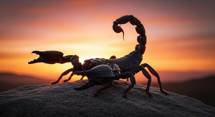 Scorpion Silhouette at Sunset Dramatic Wildlife Photography