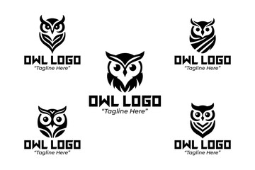 5 Owl Logo Set Modern Minimalist Animal Brand Design