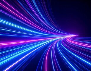Abstract neon light streaks forming a tunnel