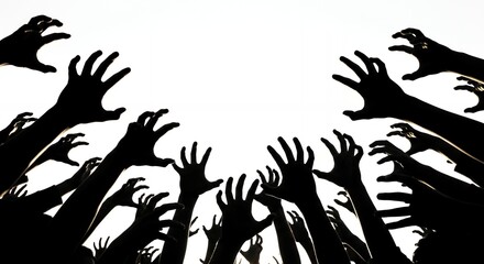 Silhouetted Hands Reaching, Grasping, Halloween Theme