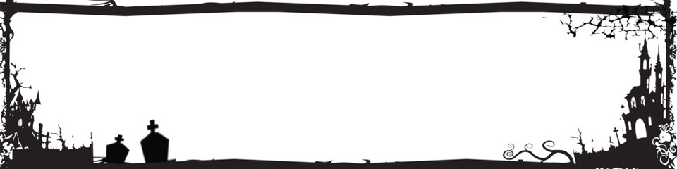 Obraz premium Horizontal banner and poster frame art silhouette halloween illustration concept