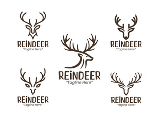 5 Reindeer Logo Set Modern Minimalist Animal Brand Design