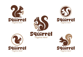 5 Squirrel Logo Set Modern Minimalist Animal Brand Design