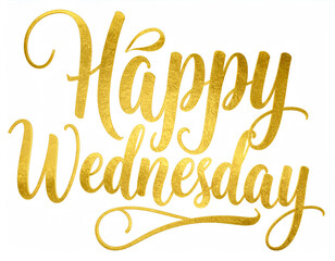 Fototapeta premium Stylish Golden Happy Wednesday Text, Luxury Greeting Design, Minimal Background