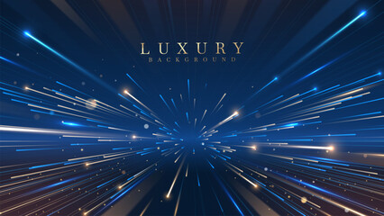 Blue line and golden light effect on dark background.