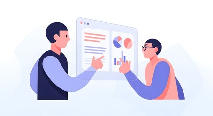 Collaborative business team analyzing data charts and reports on a digital screen, driving growth and strategy