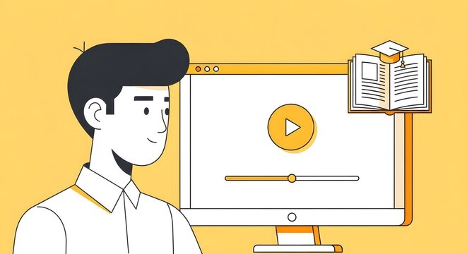 Smart student embracing online learning with engaging video lessons and digital resources for academic success