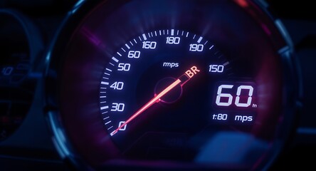 Speedometer Gauge 60 mph - Digital Analog Car Dashboard Display