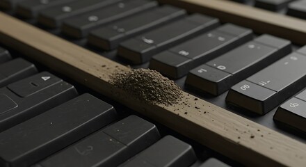 Dirty Keyboard with Dust and Debris on Keys in Close Up