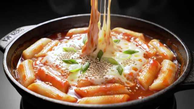 Tteokbokki with Melted Cheese: A Korean Street Food Delight