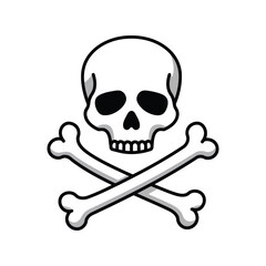 Skull and crossbones vector illustration danger symbol pirate icon warning sign hazardous material graphic