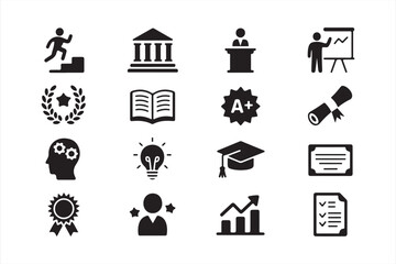 Knowledge and Inspiration Icons – Academic Certificate, Diploma and Leadership