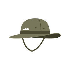 Khaki safari hat illustration outdoor adventure headwear sun protection travel gear camping accessory isolated vector graphic