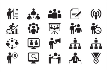 Professional Development Icons – Training, Leadership and Mentoring Vector Set