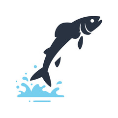Jumping fish vector illustration aquatic animal leaping salmon ocean life fishing icon isolated eps graphic