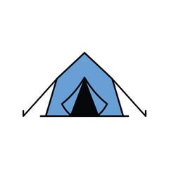 Blue camping tent vector illustration outdoor shelter travel gear adventure equipment camping icon isolated eps graphic