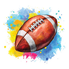 American Football Vector Watercolor Illustration for Sports Fans and Game Day