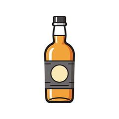 Amber whiskey bottle vector illustration alcohol beverage spirit drink bar pub liquor isolated graphic