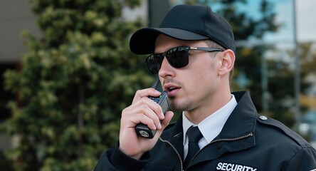 Security Guard with Radio, Professional Protection Services