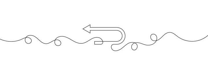 continuous line drawing undo arrow symbol. abstract line art illustration .Eps 10.Vector background .