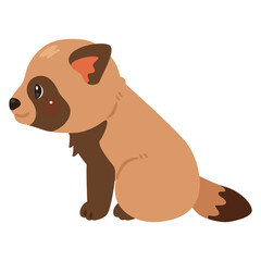 お座りしたタヌキの横向きイラスト