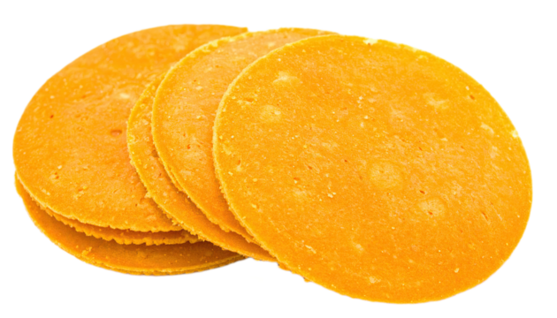 Stack of round, vibrant orange slices against a black background.