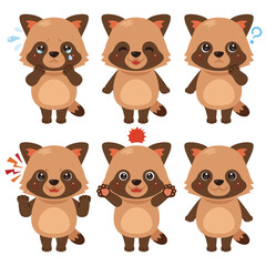 タヌキのキャラクターイラスト　表情セット