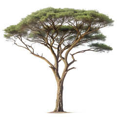 Fototapeta premium Majestic acacia tree isolated on black background