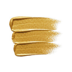 Golden paint stroke texture, glittering gold brush stroke, metallic paint smear, cosmetic swatch, decorative element, isolated on transparent background