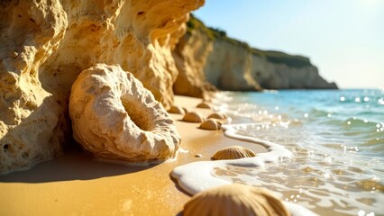 Shells by the seaside rocks