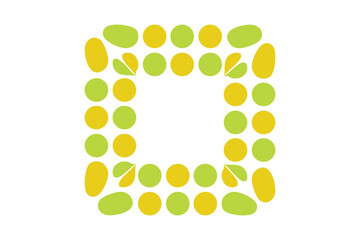 Green and yellow abstract leaf frame in decorative square floral border design ideal for eco friendly organic art background botanical illustration and natural creative resources