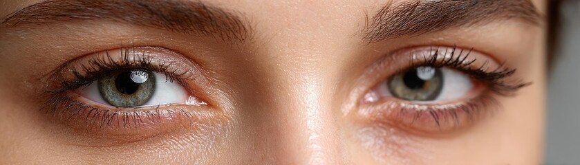 Obraz premium Swollen lashes and fatigue with visual concept. Close-up view of captivating human eyes with natural beauty.