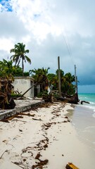 Damaged beachfront property after a storm
