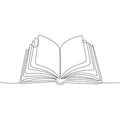 Continuous Line Drawing of an Open Book Symbolizing Knowledge Learning and Education Concepts Minimalist Design Vector Illustration for Creative Projects