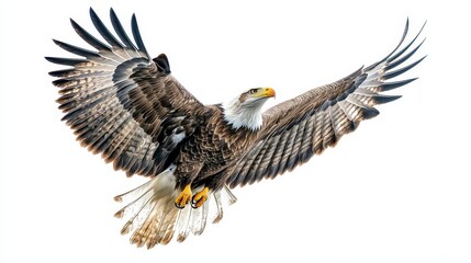 Birds of prey White tailed eagle isolated on white background flying bird