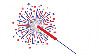A vibrant and festive patriotic sparkler illustration, perfect for celebrating national holidays and joyous occasions with a burst of color.