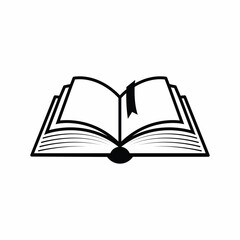 Open book with bookmark concept design for education and literature theme elegant outline illustration for graphics and presentations vector isolated on white background