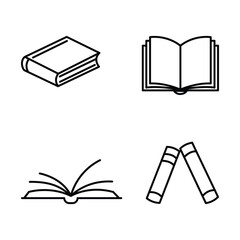 Set of book icons for education literature reading and knowledge vector design in minimalist style on white background