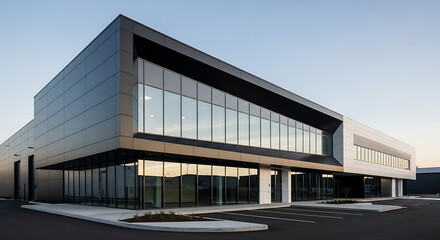 Fototapeta premium Contemporary office building with a sleek metal and glass facade