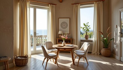 Serene Living Space with Natural Light and Ocean View