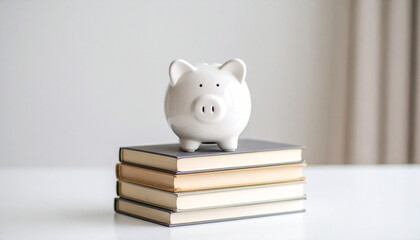 Minimalist Piggy Bank on Books