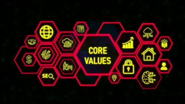 Business, Technology, Internet and network concept. Core values responsibility ethics goals company concept