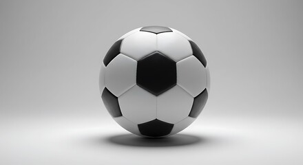 Fototapeta premium Black and White Soccer Ball on Gray Background