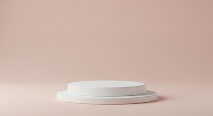 Minimalist Product Showcase Elegant White Podium on Soft Peach Background for Display and Promotion