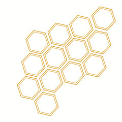 Vector art of golden honeycomb pattern with hexagonal cells isolated on white background