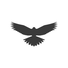 Eagle Silhouette with Spread Wings. Black eagle silhouette with wings fully spread in flight