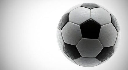 Fototapeta premium Black and White Soccer Ball on White Background