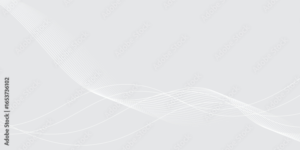 Wall mural white abstract background with flowing particles. white and gray digital futuristic technology conce